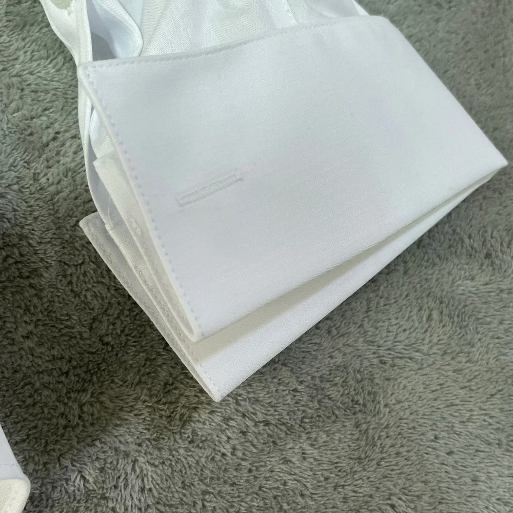 NWT Calvin Klein Dress Shirt Mens 15.5 M White Cotton Steel+ Slim French Cuff